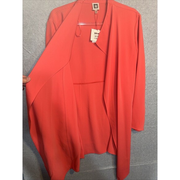 ANNE KLEIN Women's XL Long Drape Open Front Cardigan/Jacket Orange/Coral NWT‎ - Picture 11 of 16